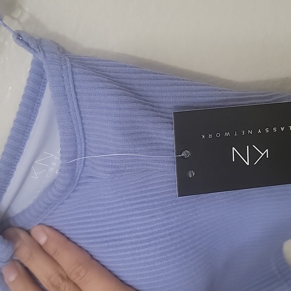 Klassy Network Ribbed Brami Crop size Small Color Periwinkle - Picture 9 of 13